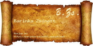 Barinka Zsinett névjegykártya